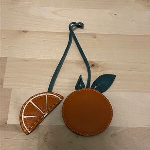 Purse charm - leather orange slice
